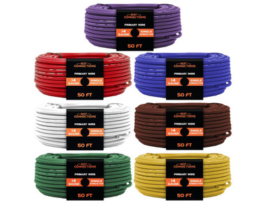 Cable primario automotriz de calibre 14 (50 pies cada uno   Juego de 7 colores) 