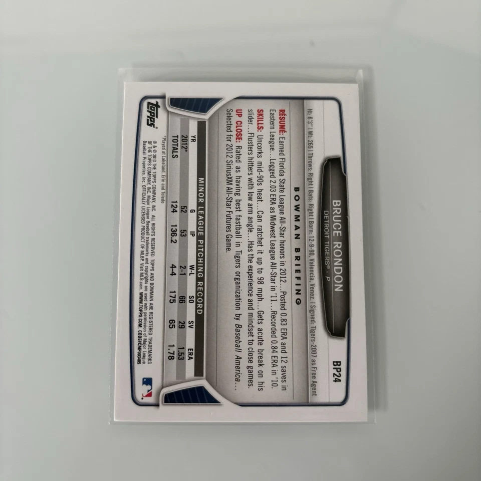 2013 Bowman Prospects Bruce Rondon #BP24 Rookie RC - Image 2 of 2