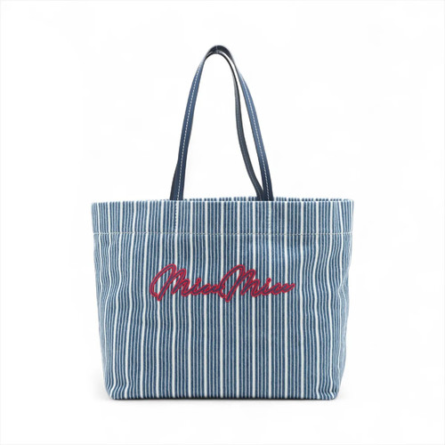 Miu Miu Logo Denim & leather Tote bag Blue 5BG234