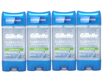 4 Pack of Gillette Anti-Perspirant Deodorant Clear Gel, Power Rush 3.8 Ounce