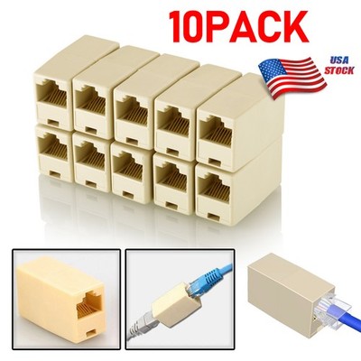 10PACK CAT5e RJ45 Female to Female Inline Coupler Joiner Connector Cable Adapter