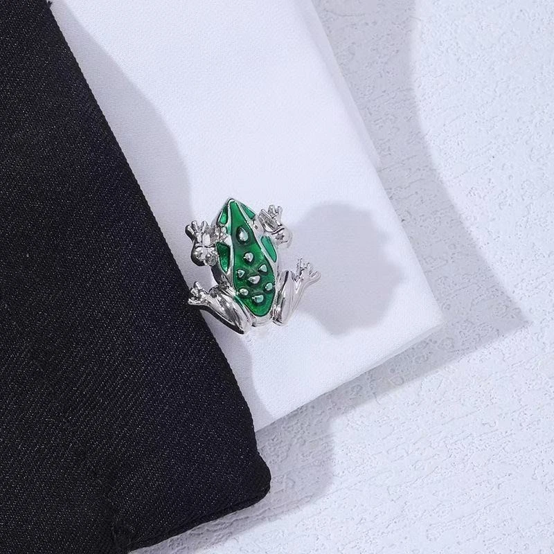 Мужская зеленая лягушка рукав заколка животных личности творческий запонки выпускной подарок - Изображение 4 из 4