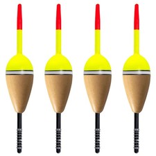 Alwonder 4-Pack Fishing Bobbers Floats, Buoyant Balsa Wood Body Spring Fishin...
