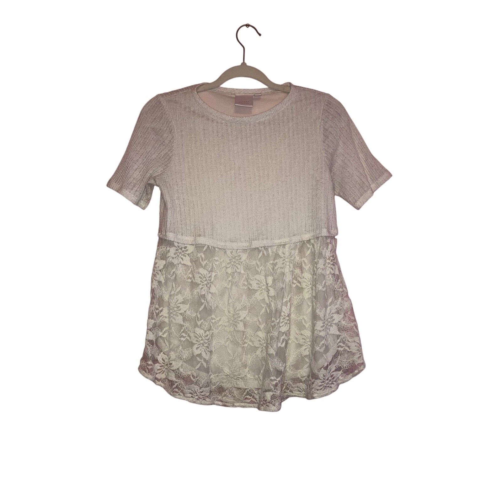 Lauren Conrad white knit lace boho blouse size small 
