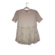 Lauren Conrad white knit lace boho blouse size small 