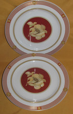 Lot de 2 assiettes à dessert porcelaine Bernardaud Limoges service Kent rouge