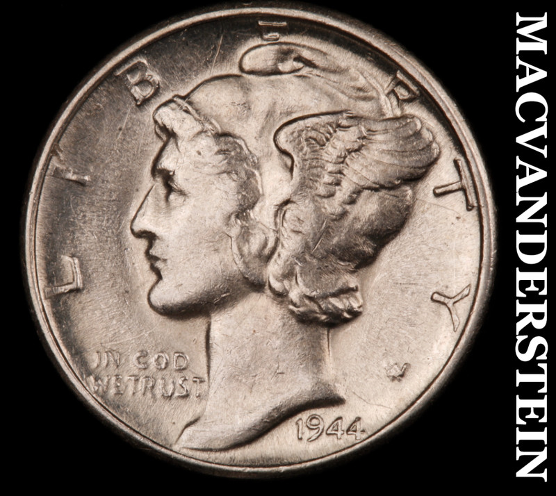 1944-D Silver Mercury Dime - Scarce  High Grade  Lustrous  No Reserve  #M568