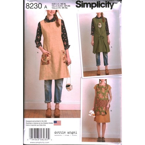 Simplicity 8230 Dottie Angel Misses Apron Dress Reversible Tabard Pattern XS-XL
