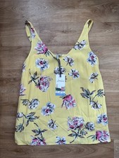 NWT Joules Lemon Pastel Yellow Floral Print Cami Vest V Neck Summer Top 10