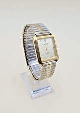Reloj Pulsera Benrus Vintage Diamante Cuarzo Hombre Rectangular Dos Tonos Reloj de Vestir