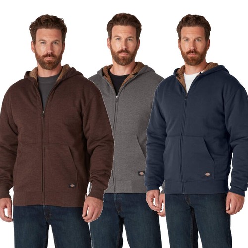 Dickies Mens High Pile Fleece Lined Full Zip Hoodie - TW457 - New