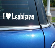 I LOVE LESBIANS LGBT PRIDE GAY HEART DECAL STICKER FUNNY CAR TRUCK