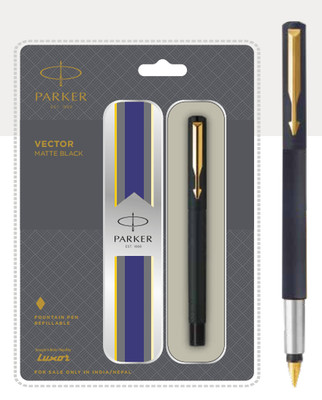 Parker Vector Mattschwarzer Füllfederhalter Goldrand (3er Pack)