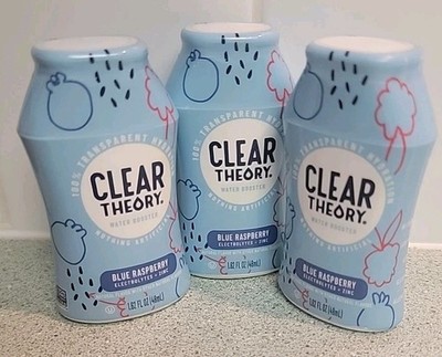 Lot Of 3 Clear Theory Liquid Water Enhancer Drink Mix Blue Raspberry BB: 4/24