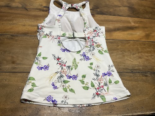 Athleta High Neck Bra Cup Tankini 32B/C Racer back Top Lined Support Swim Floral - Picture 7 of 10