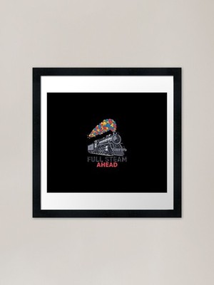 Autism Train Shirt | Full Steam Ahe gerahmtes Wandbild Poster Leinwanddruck Bild