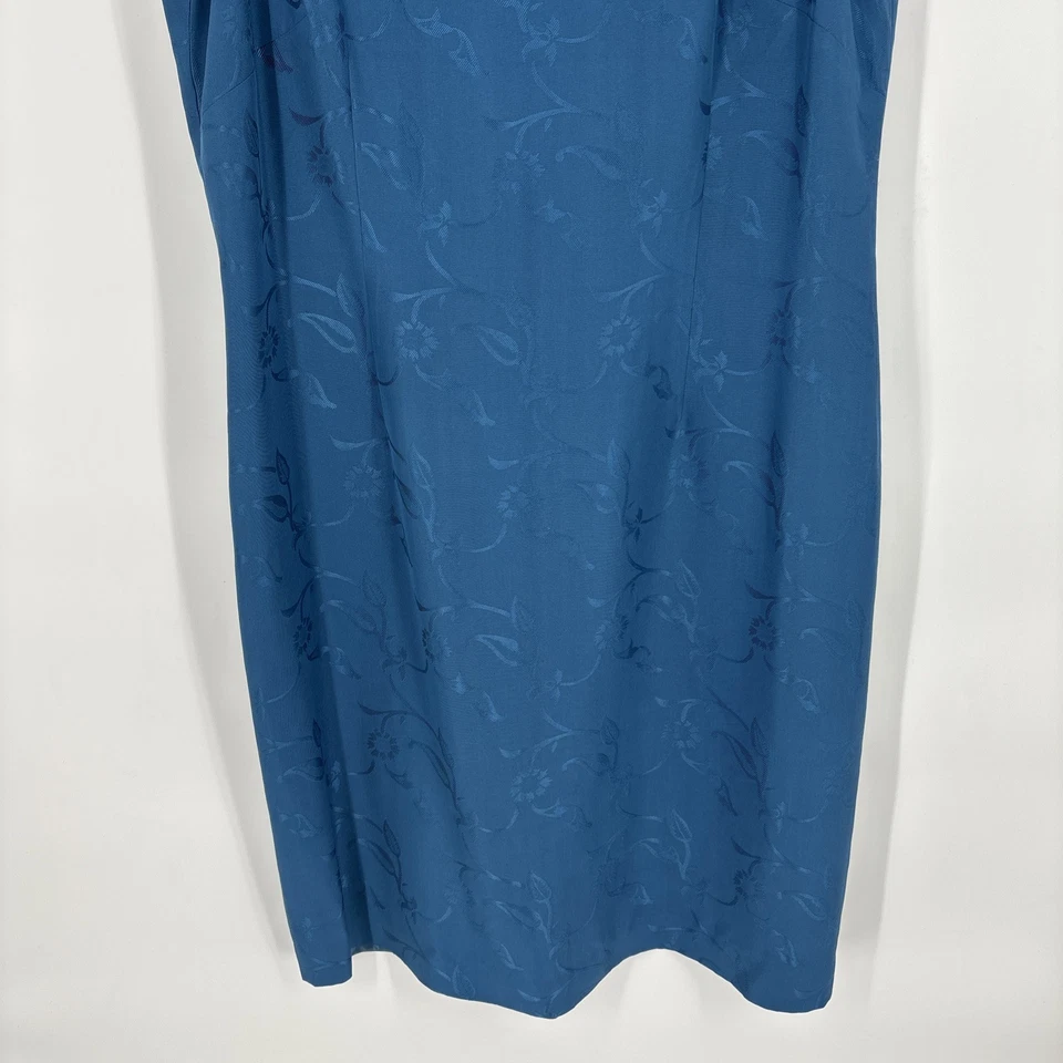Talbots Womens Silk Midi Dress 16 Blue Floral Classic Luxury Resort Cruise - Image 3 of 4