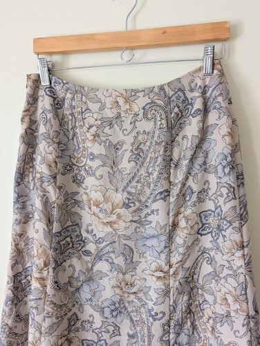 Talbots 100% Wool Skirt 10 Flower Print A-Line Classic Neutral Natural Cottage - Picture 10 of 11