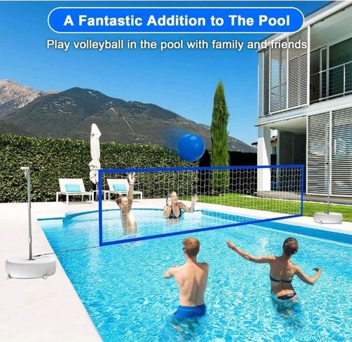 Solar Pool Volleyball Net Set with Lights, 2 Glow Balls, Pump and Weighted Bases - Picture 5 of 8