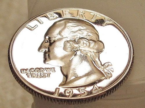 1954 Gem Proof Quarter 90% SILVER  LIGHT CAMEO Blazing Mirrored Surfaces #114 `9