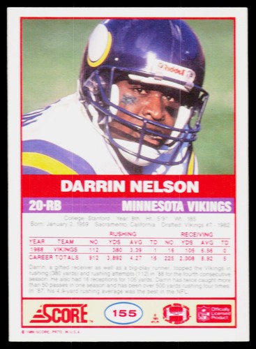 Darrin Nelson, 1989 Score, #155, Minnesota Vikings - Bild 2 von 2