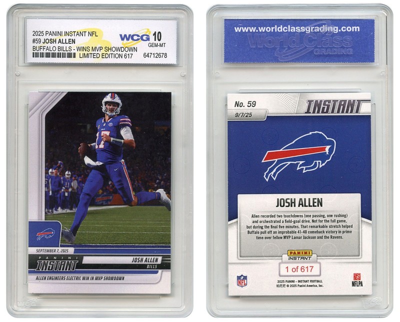 2025 Panini NFL Buffalo Bills JOSH ALLEN Wins MVP Showdown #59 - GEM MINT 10
