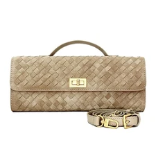 Woven Suede Clutch Purse for Women – Crossbody or Shoulder Evening Bag for