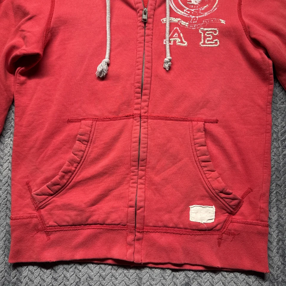Sudadera con Capucha American Eagle Para Hombre Pequeña S Rojo Músculo Cremallera AE Crest Y2K Foto 4 de 4