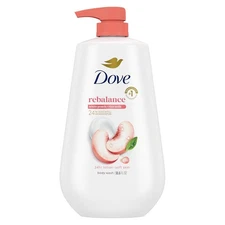 Dove Body Wash Rebalance White Peach & Rice Milk For 24hr Lotion-Soft Skin Moist