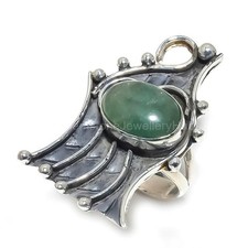 Sterling Silver Genuine Green Apatite Handcrafted Statement Ring Jewelry US 7