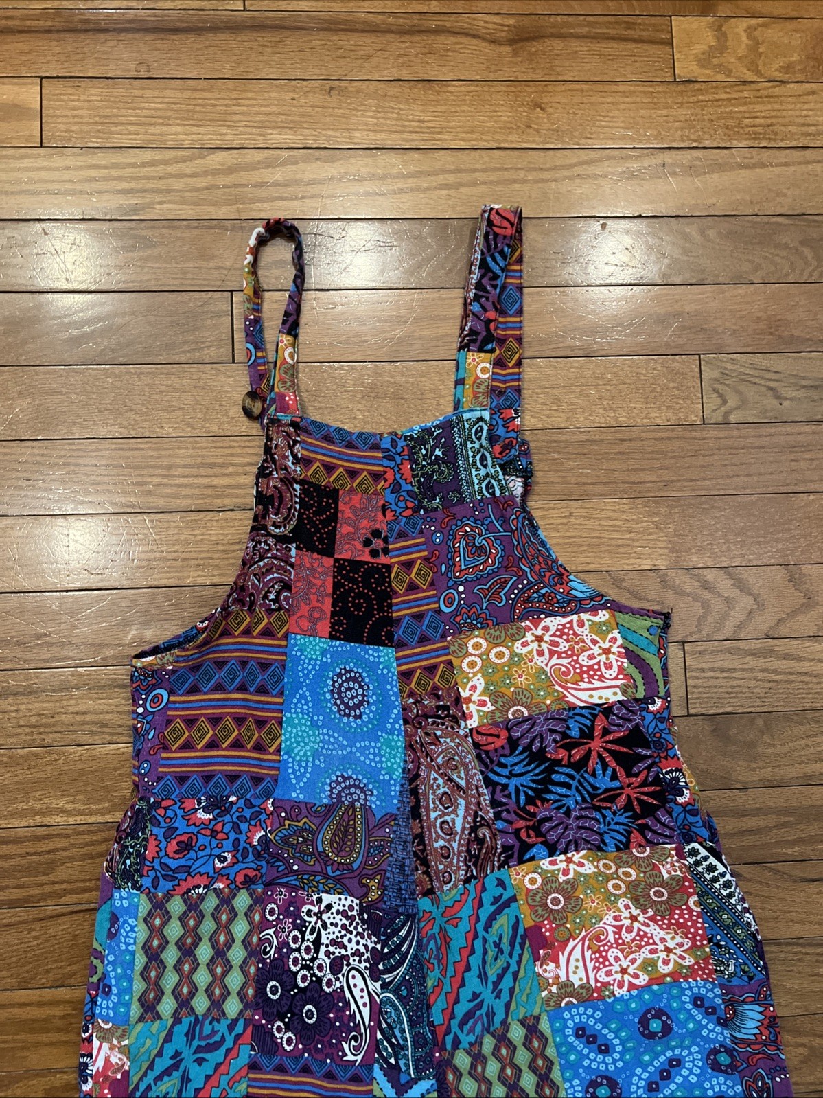 Boho Patchwork Overalls Womens Small Cropped Jump… - image 7