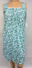 NWT Croft  Barrow 100 Cotton Knit Sleeveless Nightgown Green Floral 3X