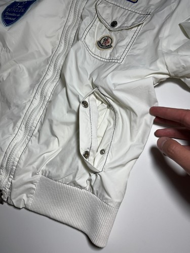 Vintage 00s Moncler Patches White Nylon Jacket Kids Size 14 Anni, 164 Cm - Picture 13 of 24