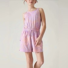 Athleta Girl Purple Splatter Print Romper Sleeveless Shorts One Piece Size L 12