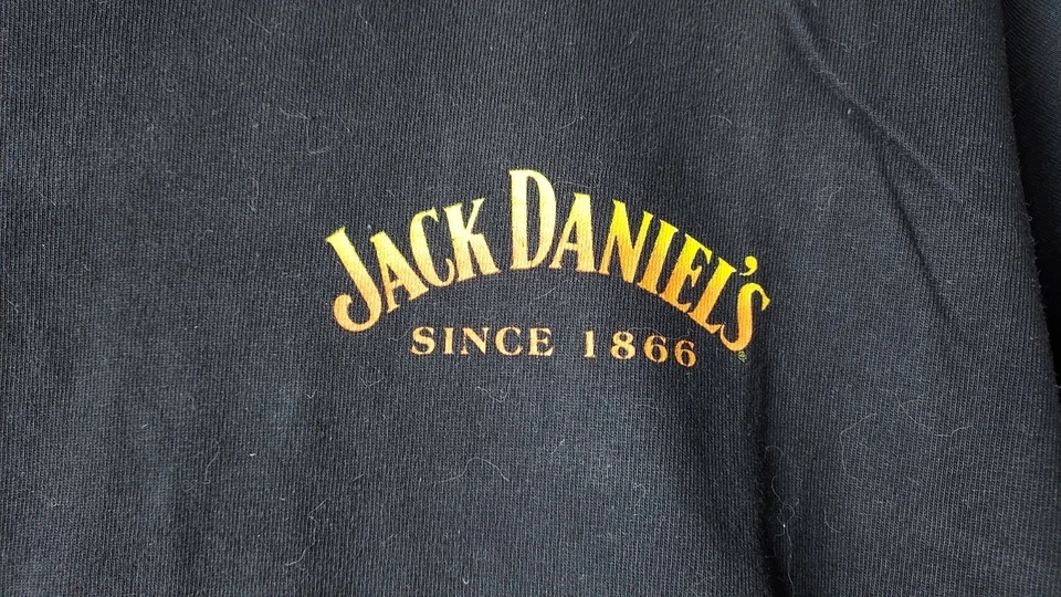 T Shirt Jack Daniels Since 1866 Noir Bottes chapeau bouteille Taille Large Coton - Photo 3/4