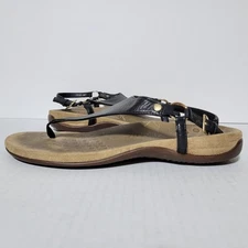 Vionic Kirra Black Leather Thong Sandals Strap Shoes TVW5126 Women's Size 8.5