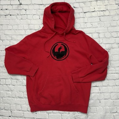 Vintage Y2K Dragon Alliance Red Hoodie Sweatshirt Size Large Surf Skate Skating