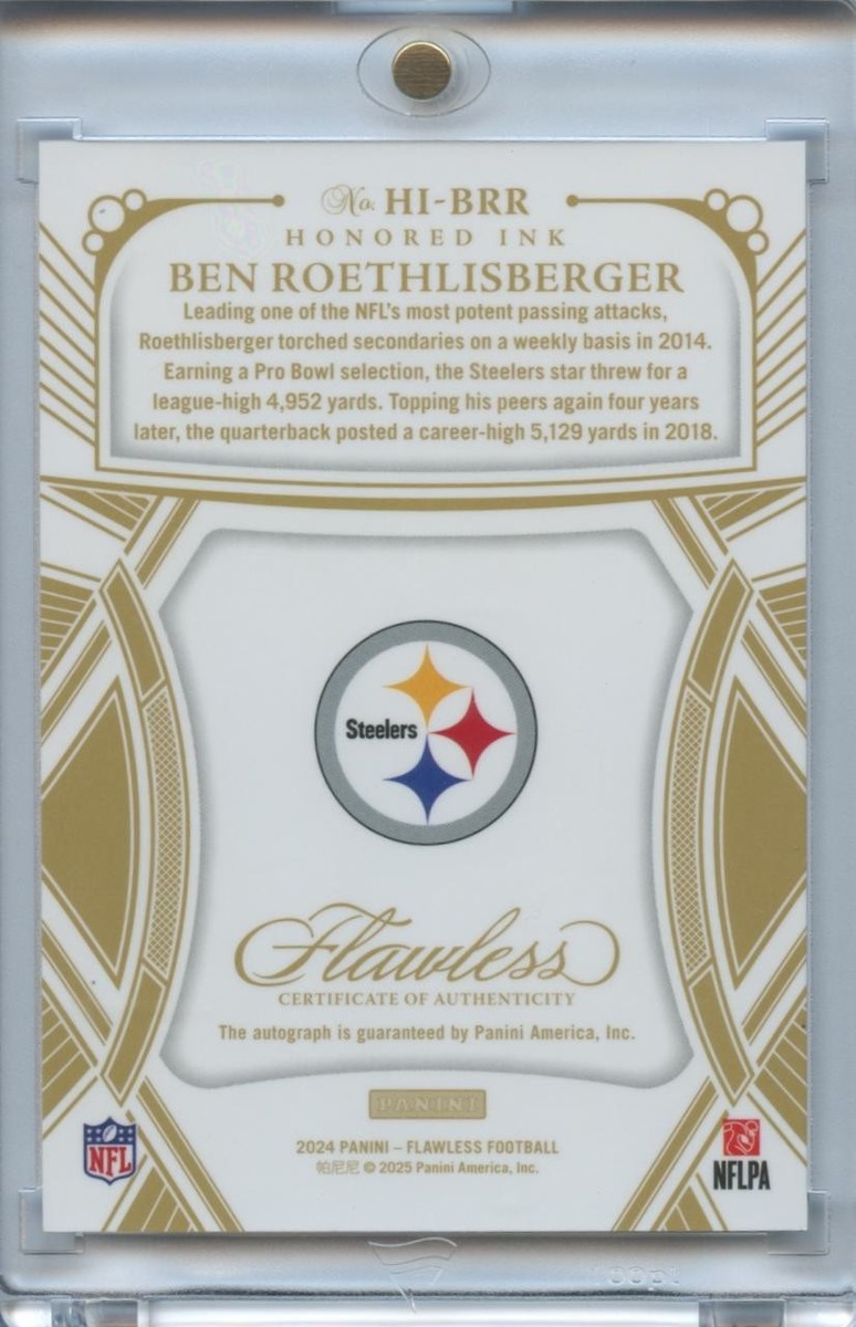 Ben Roethlisberger 2024 Flawless On Card Auto Autograph Pittsburgh