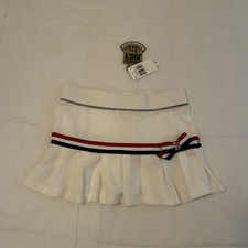 NWT Juicy Couture y2k White Terry Mini Skirt Striped Red Blue Bow P XS Vintage
