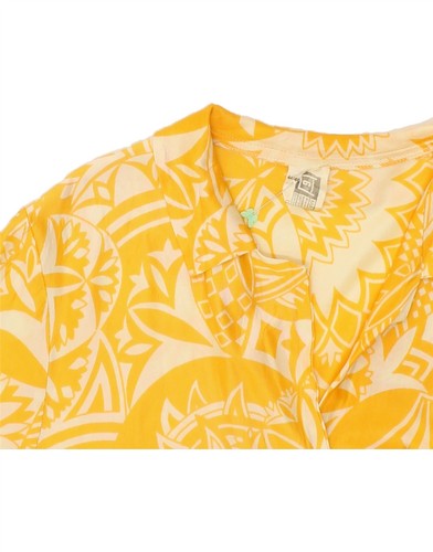 VINTAGE Womens Short Sleeve Shirt EU 44/46 XL Yellow Paisley FM05 - Picture 5 of 5