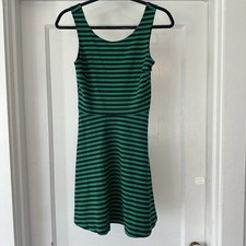 american eagle outfitters Dress Womens 2 Green Black Stripes Sleeveless Fit