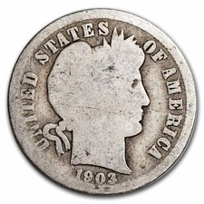 USA 1892-1916 90% Silver Barber Dime Coin Average Circulated - Random Date