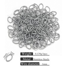 50PCS Stainless Steel Oval Side Cut Open Jump Ring 7x10mm 18Gauge SSF44