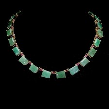 14K White Gold Plated 25Ct Green Cut Emerald Necklace Octagon Lab Created 18"