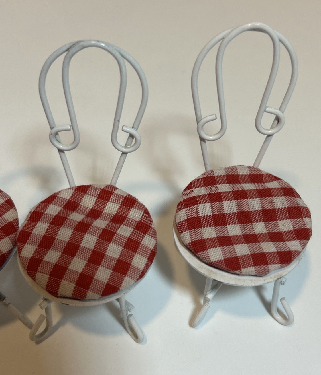 Dollhouse Patio Set Striped Swing Canopy Chair White Metal Mid Century & Table