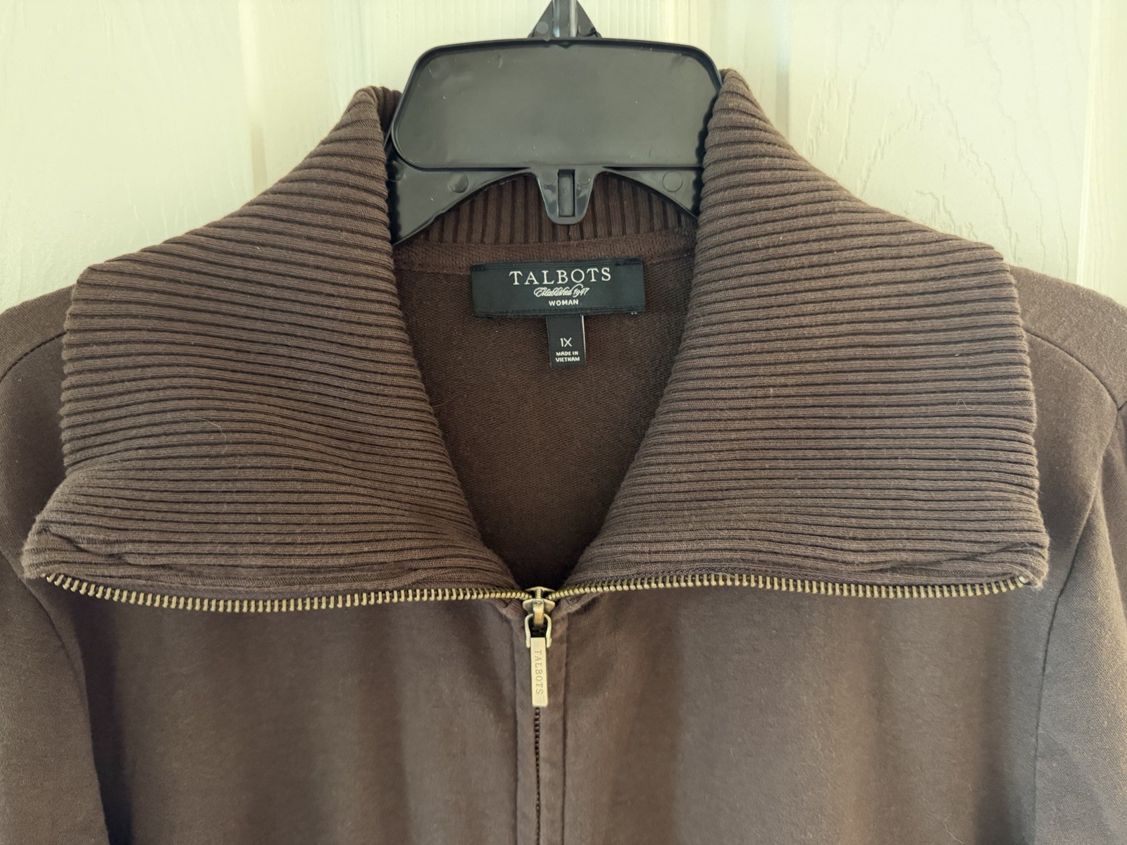 Talbots Solid Brown Full Zip Active Sweatshirt Ja… - image 2
