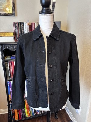 Chico's Platinum Women's Black Denim Button Down Jacket Size 1
