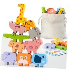 Montessori Toys for 2 3 4 Year Old Boys  Girls, Wooden Animal Stacking Blocks