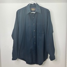 Ralph Lauren Chaps Button Down Shirt Blue Striped 15.5 34/35 100% Cotton