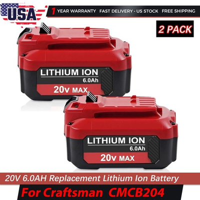 #ad 20V 6.0AH For Craftsman 20V MAX V20 Lithium ion Battery CMCB204 CMCB202 CMCB201 $77.99